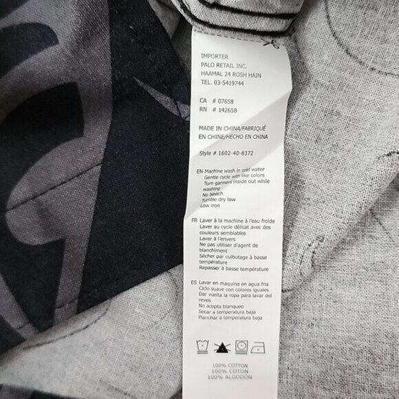 NWT No Fear Men's Black Grey Button Up Short Sleeves Cotton Shirt Size Small - Picture 6 of 10